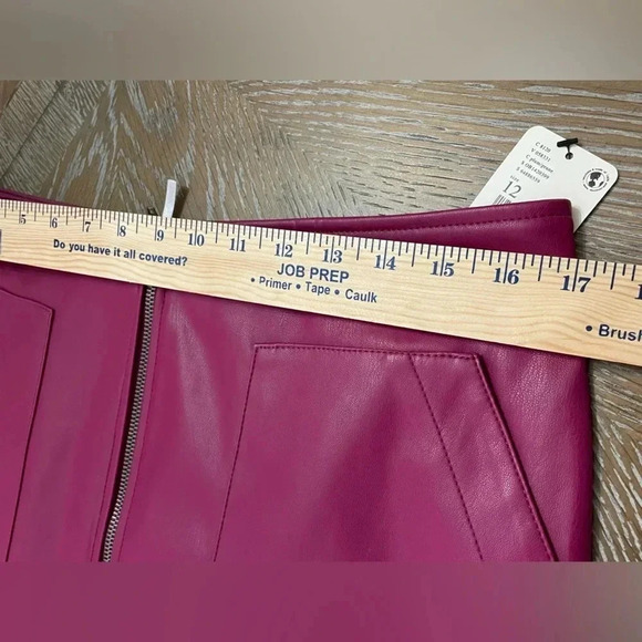 Free People Maya Mod Vegan Leather Full Front Zip Mini Skirt New size 12 - Picture 5 of 8